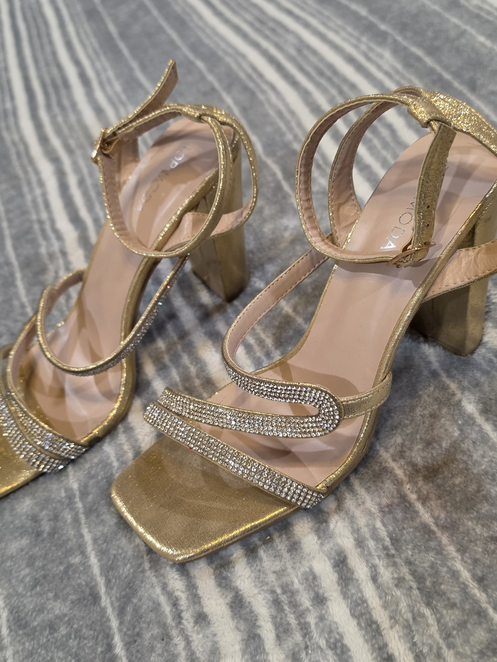 TOP Moda Gold Rhinestone Strappy Heels - Picture 3 of 5